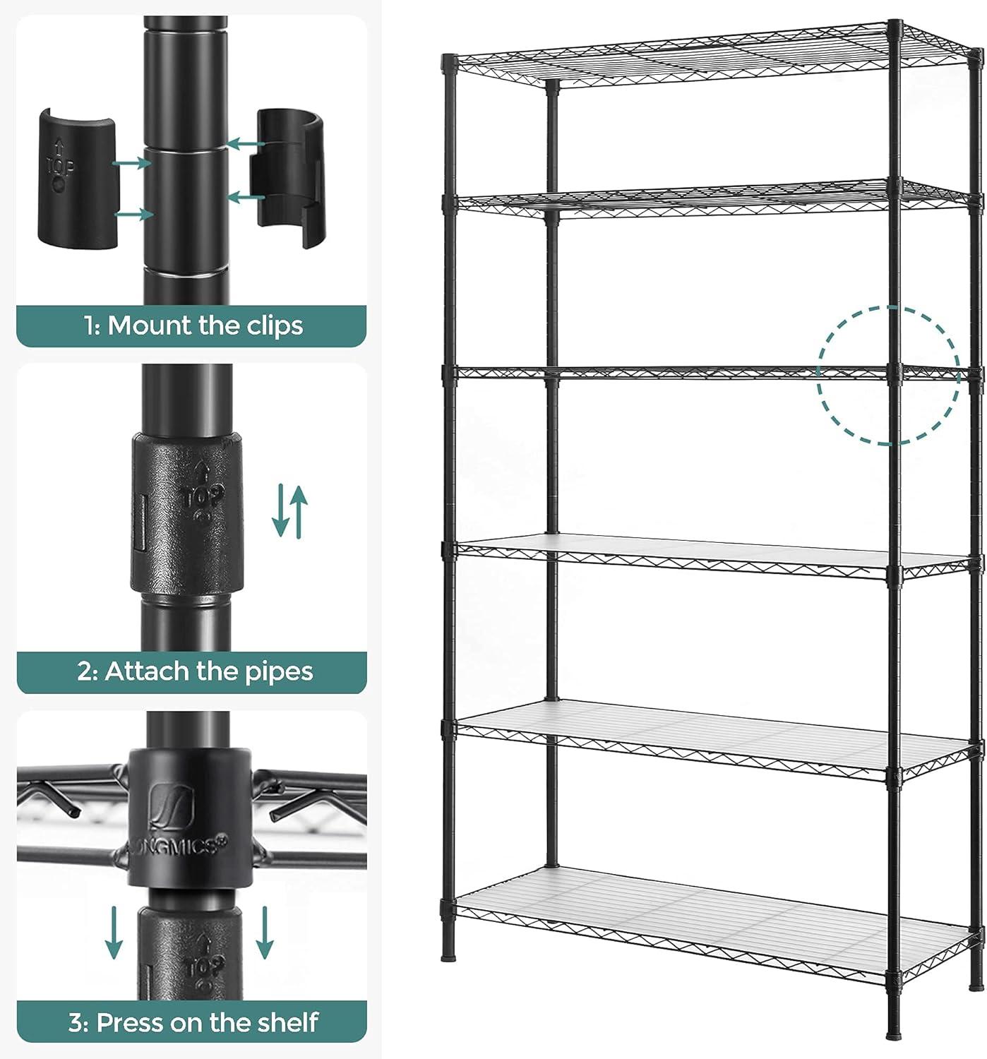 FDW  6-Tier Freely Assemble Wire Shelving Unit Heavy Duty Storage Rack Metal Shelf Garage Storage Shelves