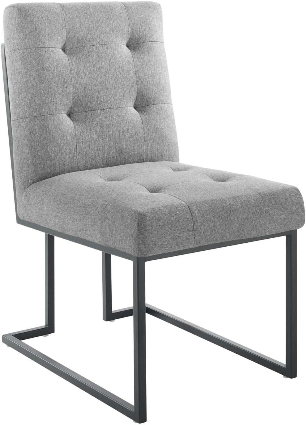 Privy Black Stainless Steel Upholstered Fabric Dining Chair by Modway