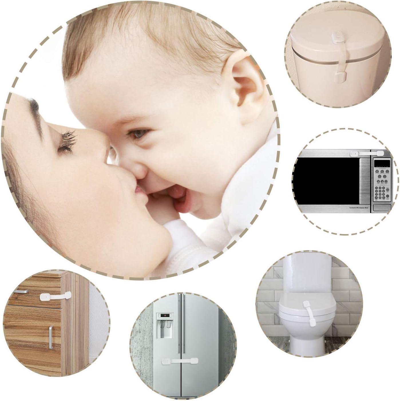 White Adjustable Child Safety Cabinet and Drawer Strap Locks