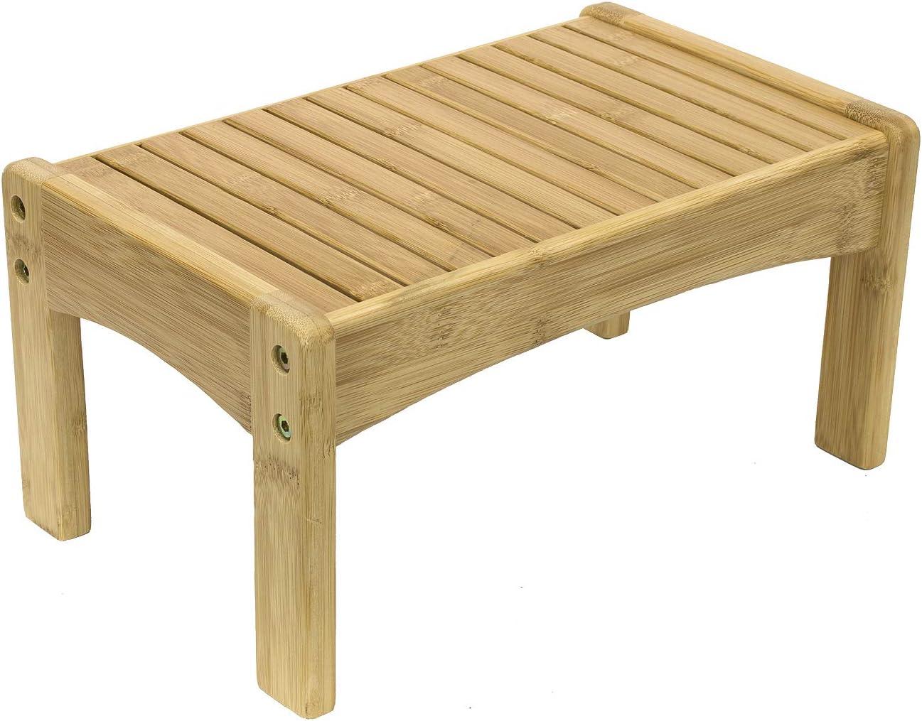 Natural Bamboo Wooden Slatted Step Stool