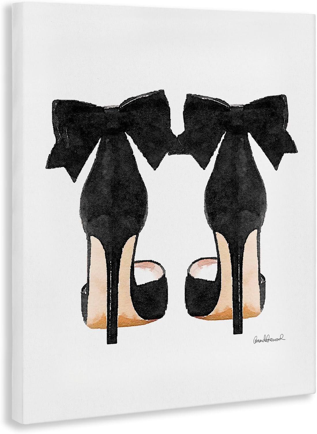 Stupell Industries Pumps Heels With Black Bow Oversized Canvas Art