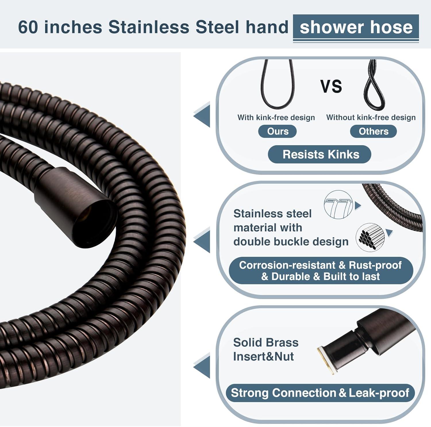 Oil-Rubbed Bronze Handheld Shower Head with 9 Spray Settings