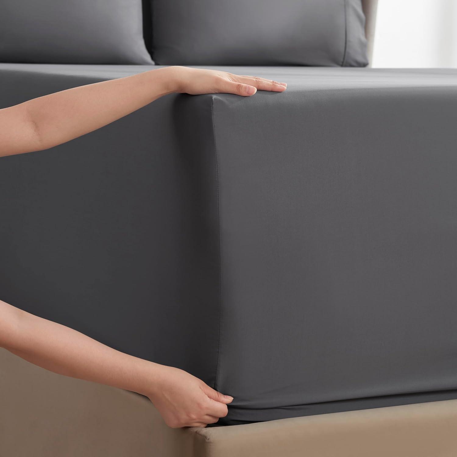 Nestl Extra Deep Pocket 6 Piece Sheet Sets, King Size Sheets & Pillowcases - Dark Gray