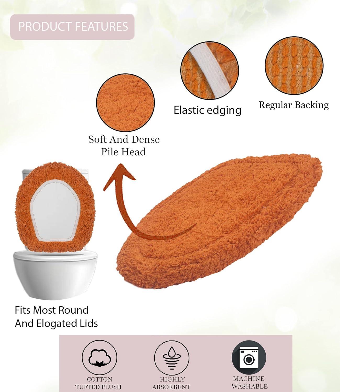 Home Weavers Inc Home Weavers WaterFord Collection Cotton Soft, Water Absorbent Toilet Seat Lid Cover, Machine Washable 18"x18" Toilet Lid Cover