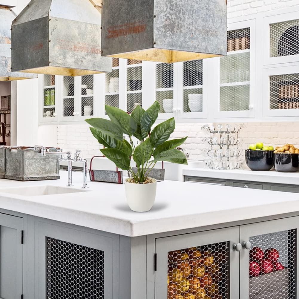 18"Fake Potted Plant Artificial Canna Plants Floor Tropical Plants with White Pot Indoor Home Decor