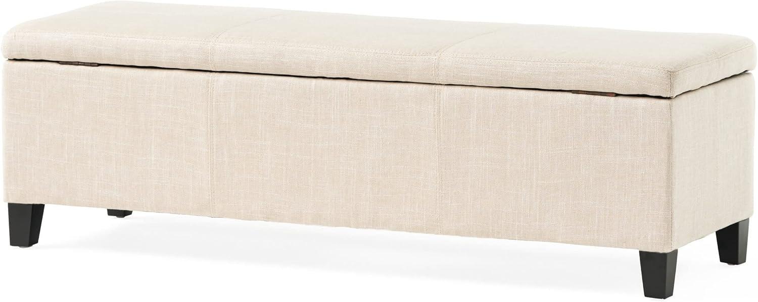 Sarelia Light Beige Fabric Storage Ottoman Bench