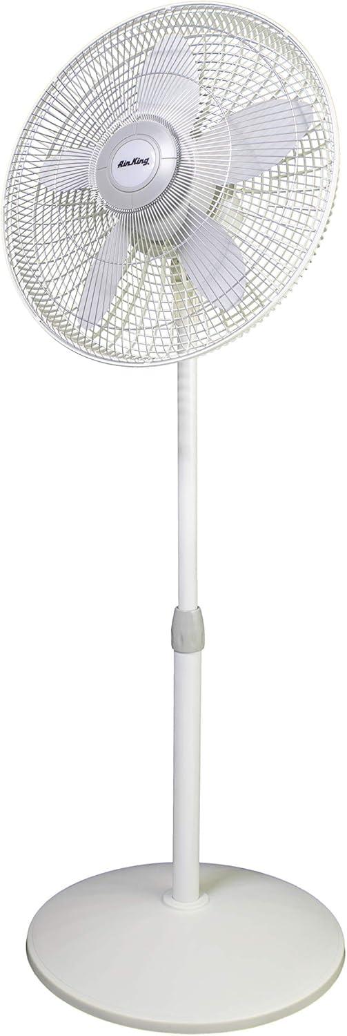 18-Inch White Adjustable Oscillating Pedestal Fan with Three Speeds