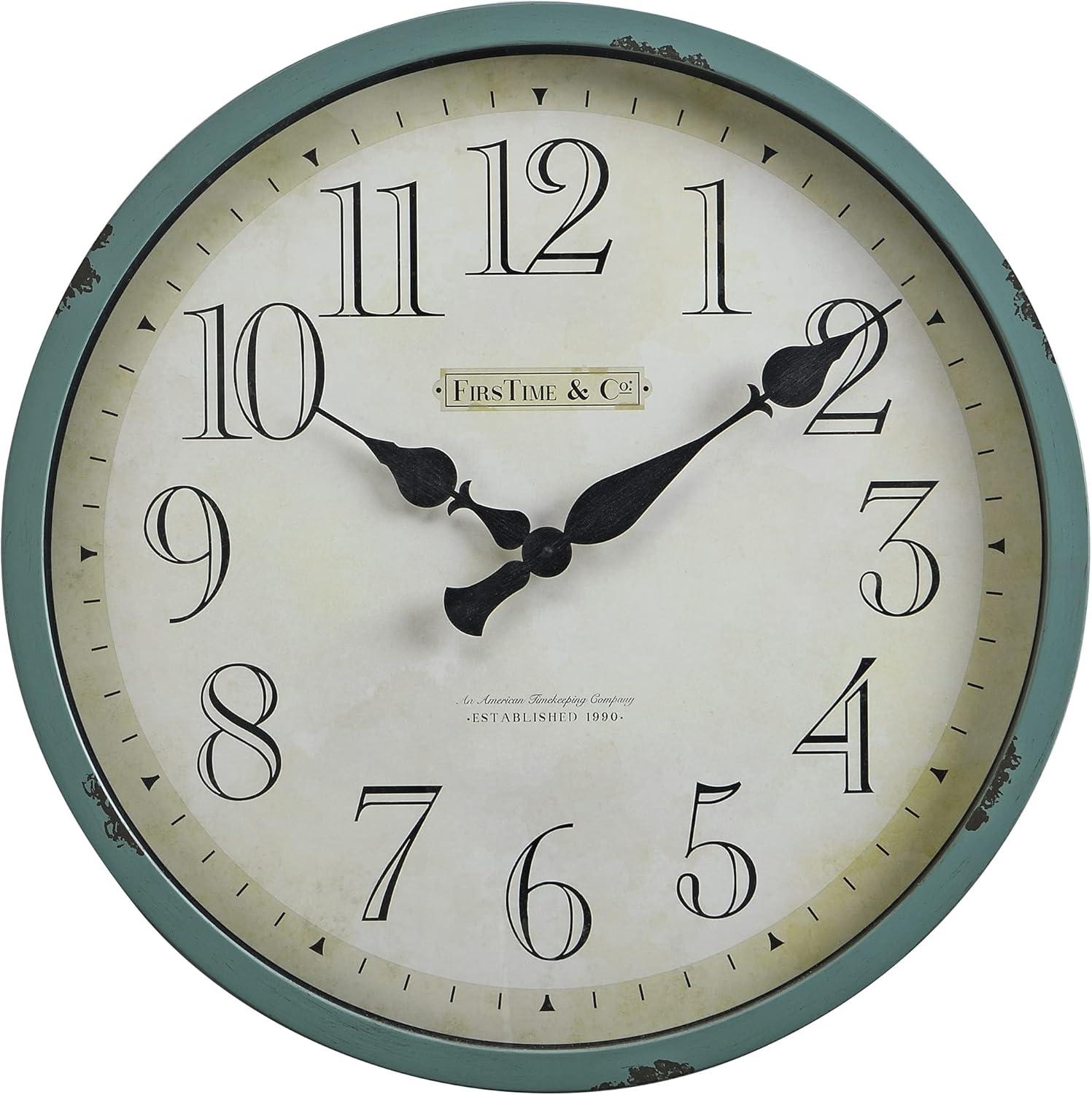 FirsTime & Co. Teal Bellamy Wall Clock, Farmhouse, Analog, 24 x 2 x 24 in