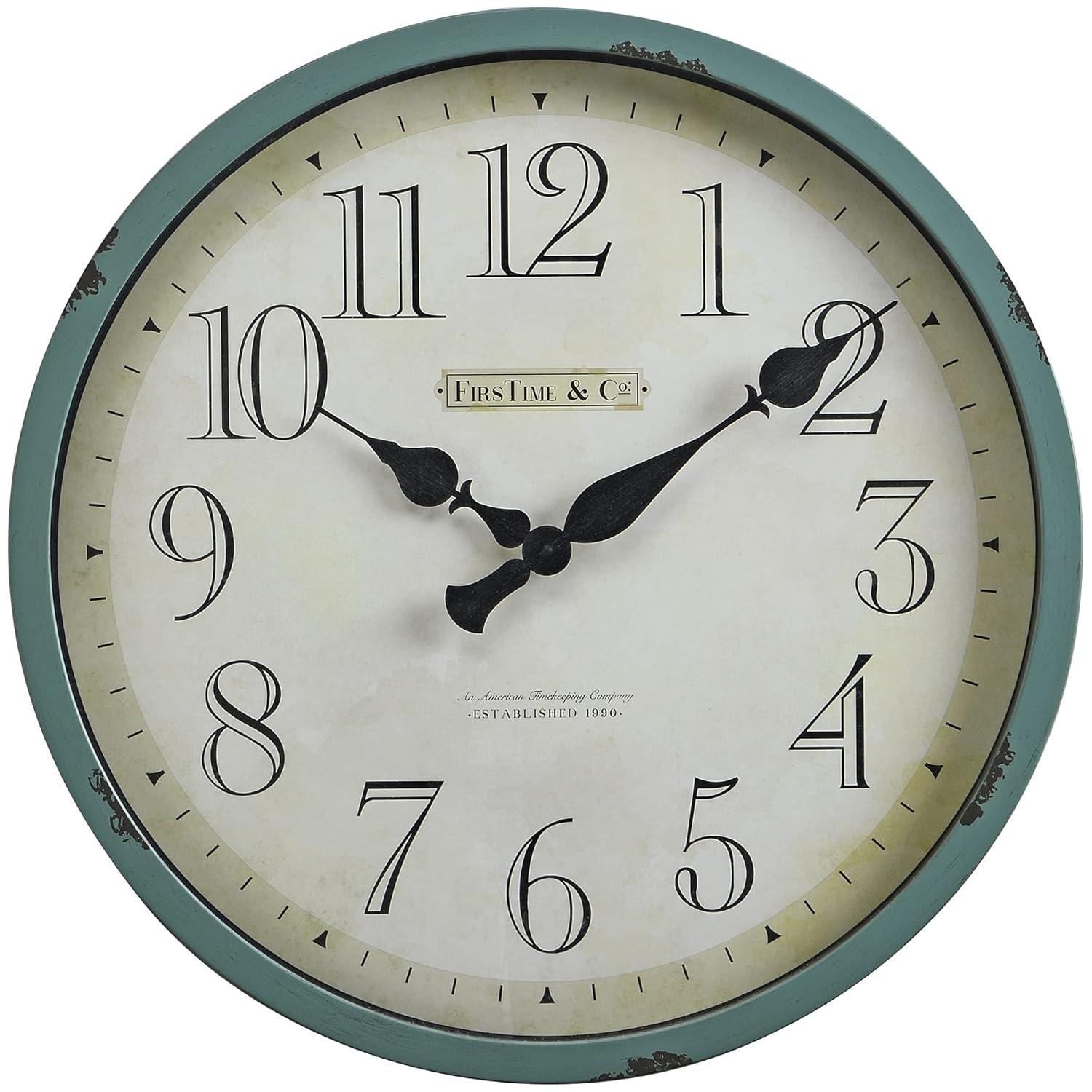 FirsTime & Co. Teal Bellamy Wall Clock, Farmhouse, Analog, 24 x 2 x 24 in