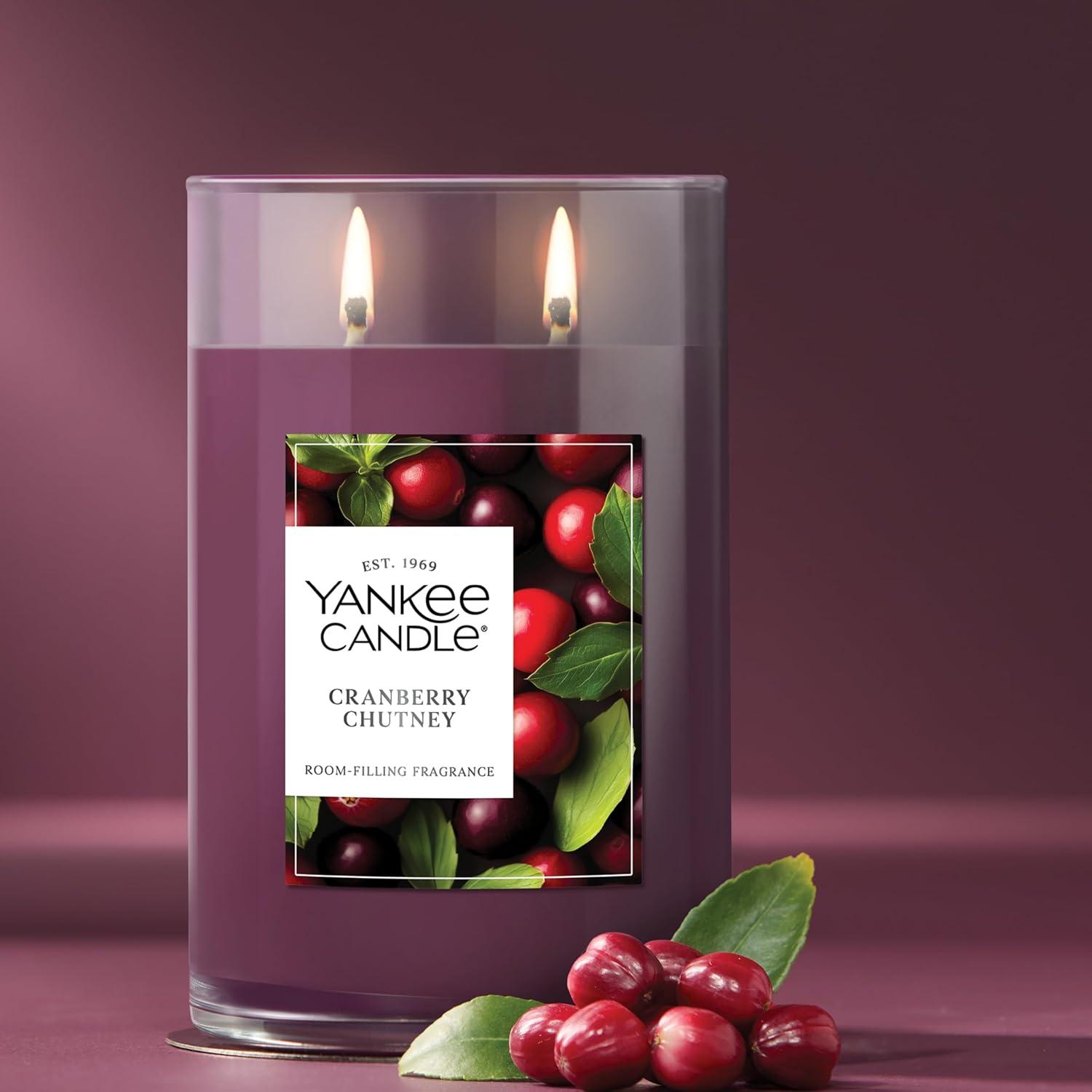 Yankee Candle Cranberry Chutney Scented, Signature 20oz Large Tumbler 2-Wick Candle, Over 60 Hours of Burn Time