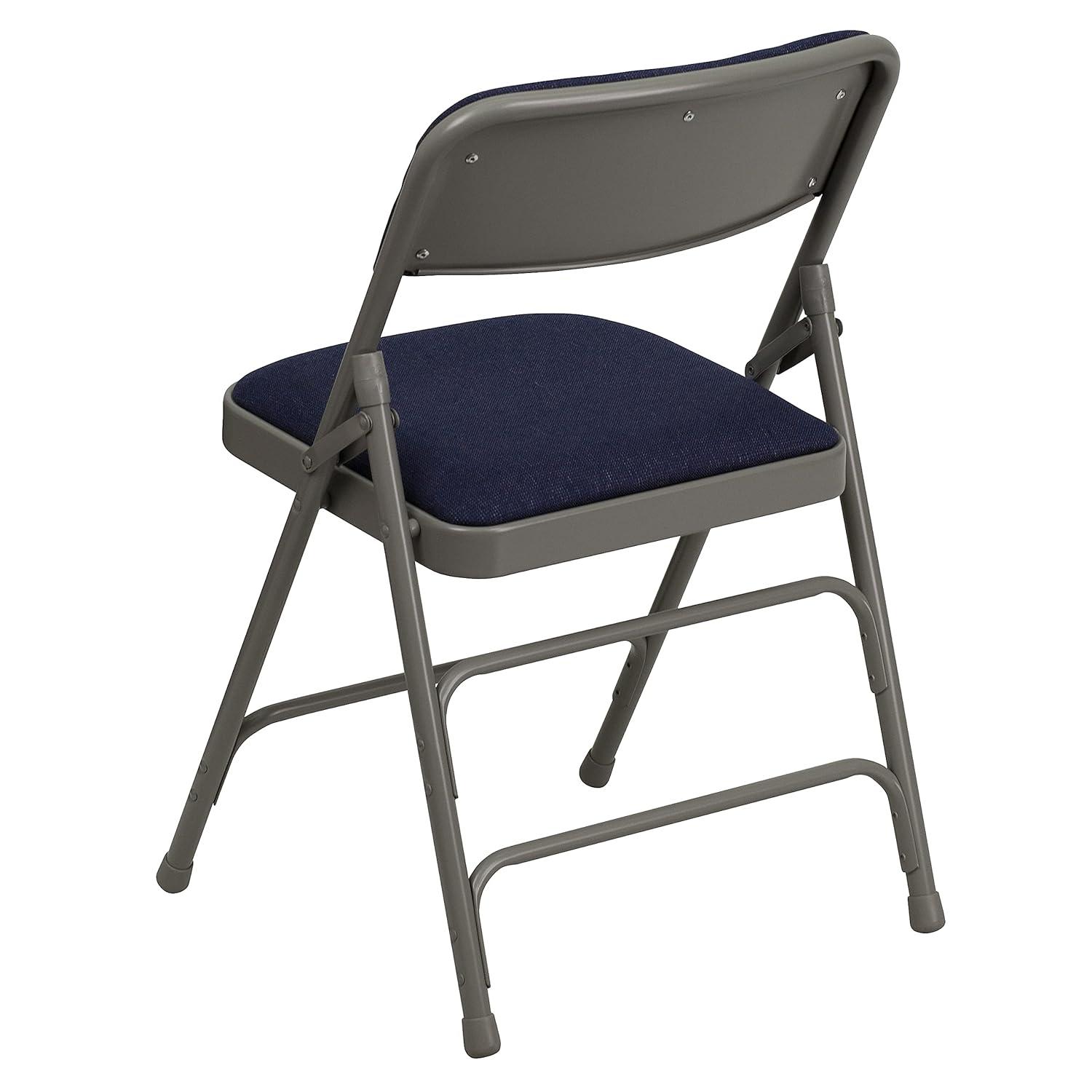 Flash Furniture 2 Pack HERCULES Series Curved Triple Braced & Double Hinged Navy Fabric Metal Folding Chair