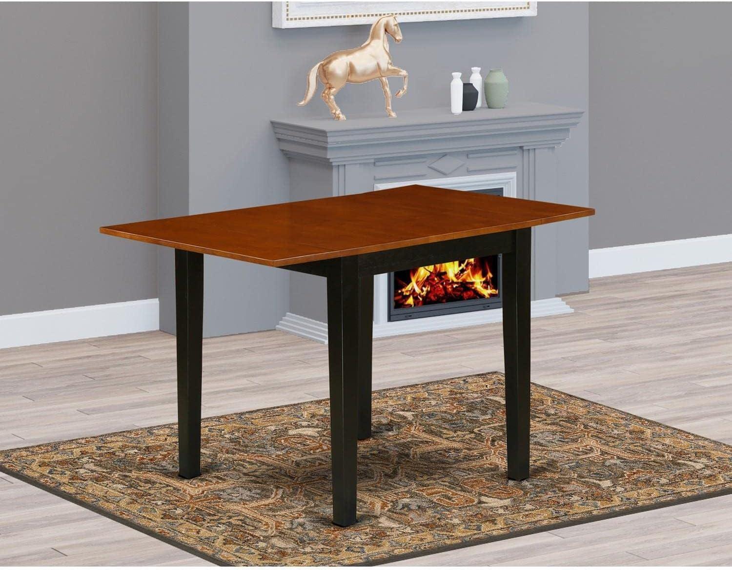 East West Furniture Norden Rectangular Wood Dining Table in Black/Cherry