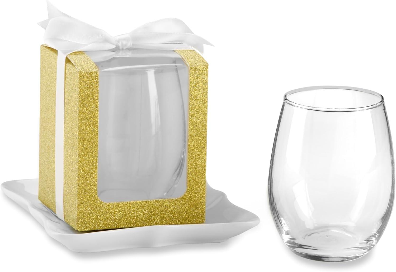 Kate Aspen Gold 9 oz. Glassware Gift Box with Ribbon (Set of 12) | 30009GD-Box