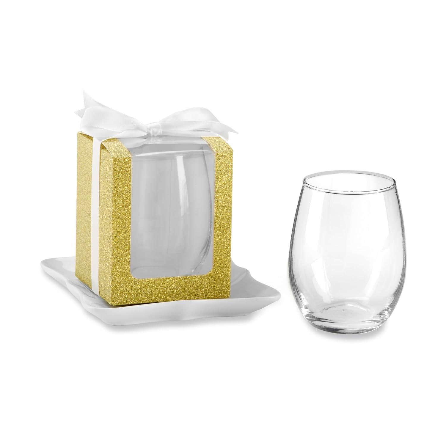 Kate Aspen Gold 9 oz. Glassware Gift Box with Ribbon (Set of 12) | 30009GD-Box