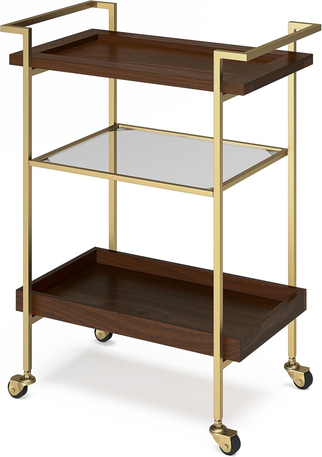 Simpli Home Jace Solid Mango Wood 26 Inch Bar Cart In Cognac