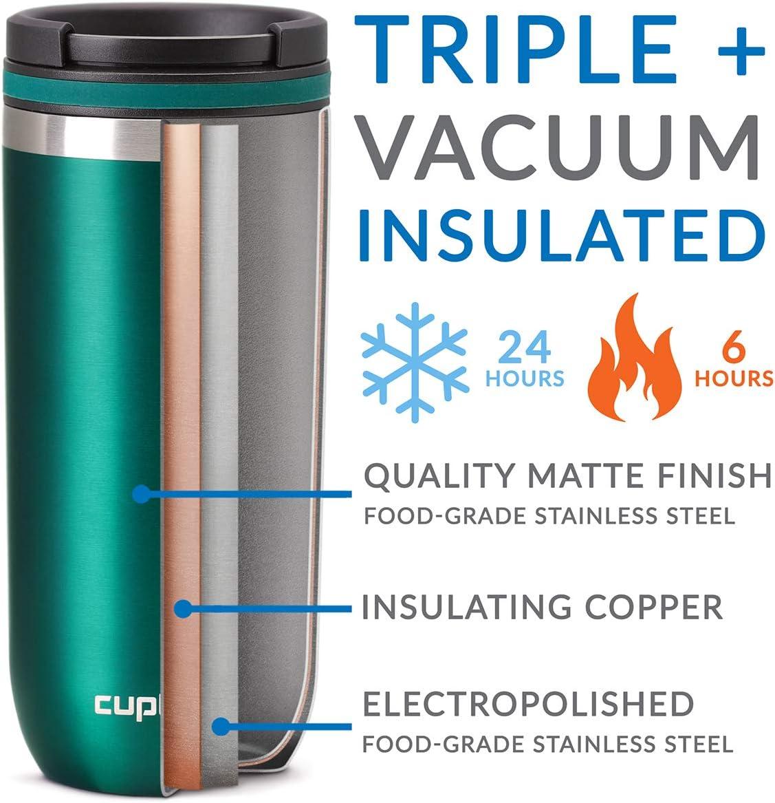 Cupture TWIST-TOP Vacuum-Insulated Stainless Steel Travel Mug, 16 oz, Emerald Green