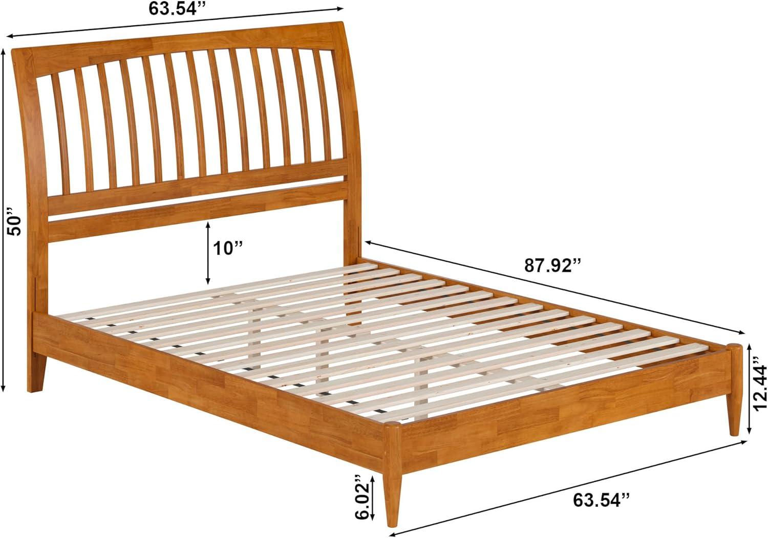 AFI Orleans Queen Solid Wood Low Profile Sleigh Platform Bed, Light Toffee