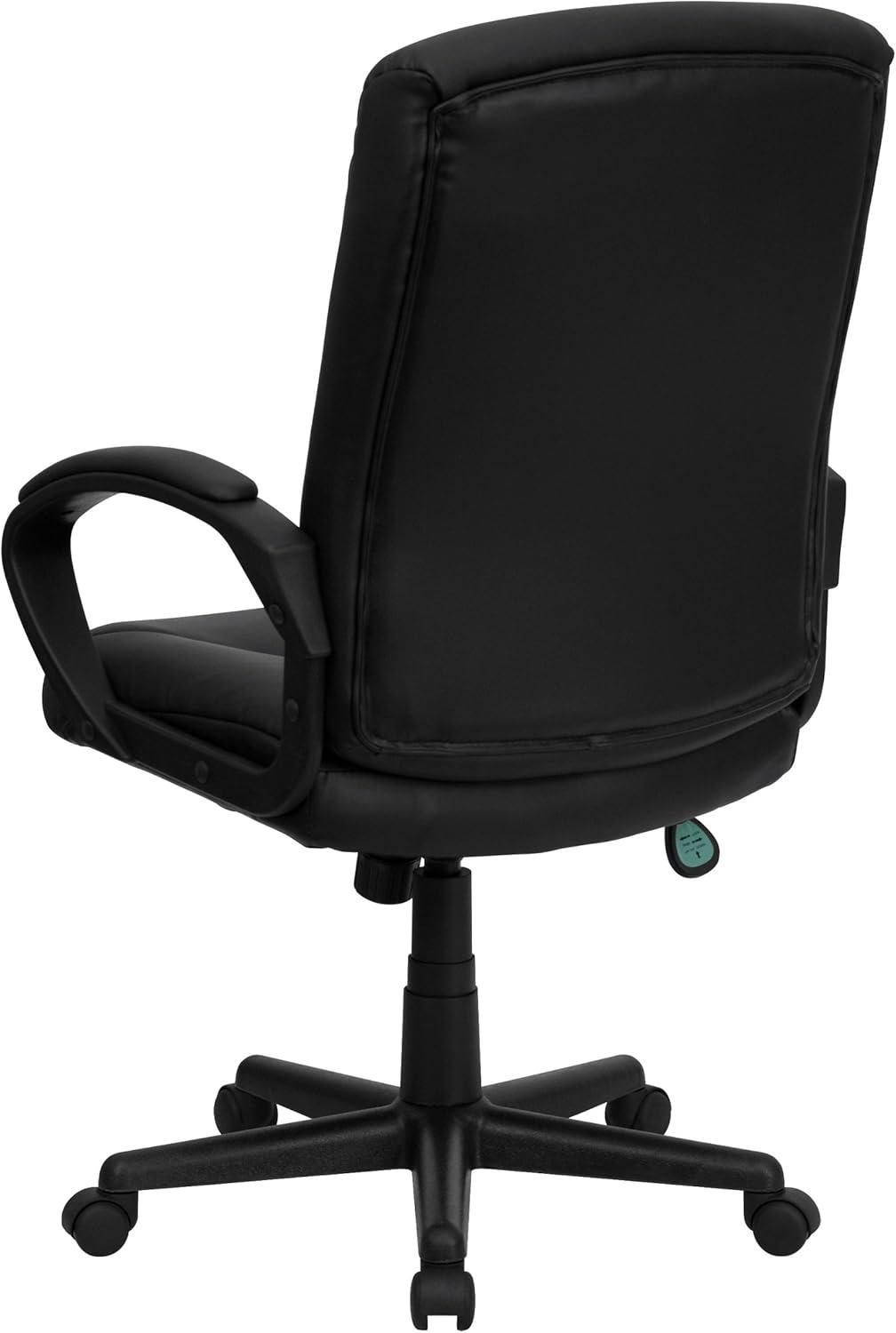 Flash Furniture Chelsea Mid-Back Black LeatherSoft Executive Swivel Office Chair with Three Line Horizontal Stitch Back and Arms