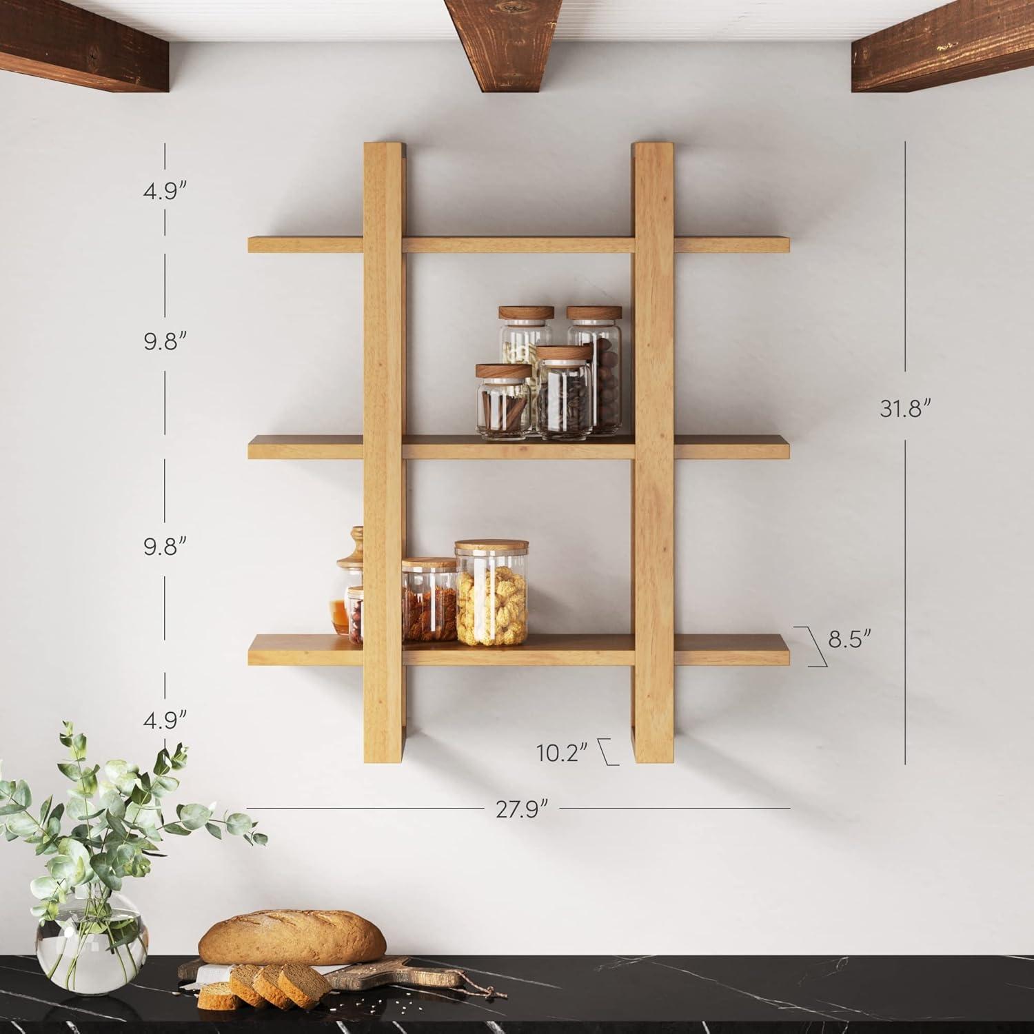 32" Solid Wood Adjustable Floating Wall Shelf - Nathan James