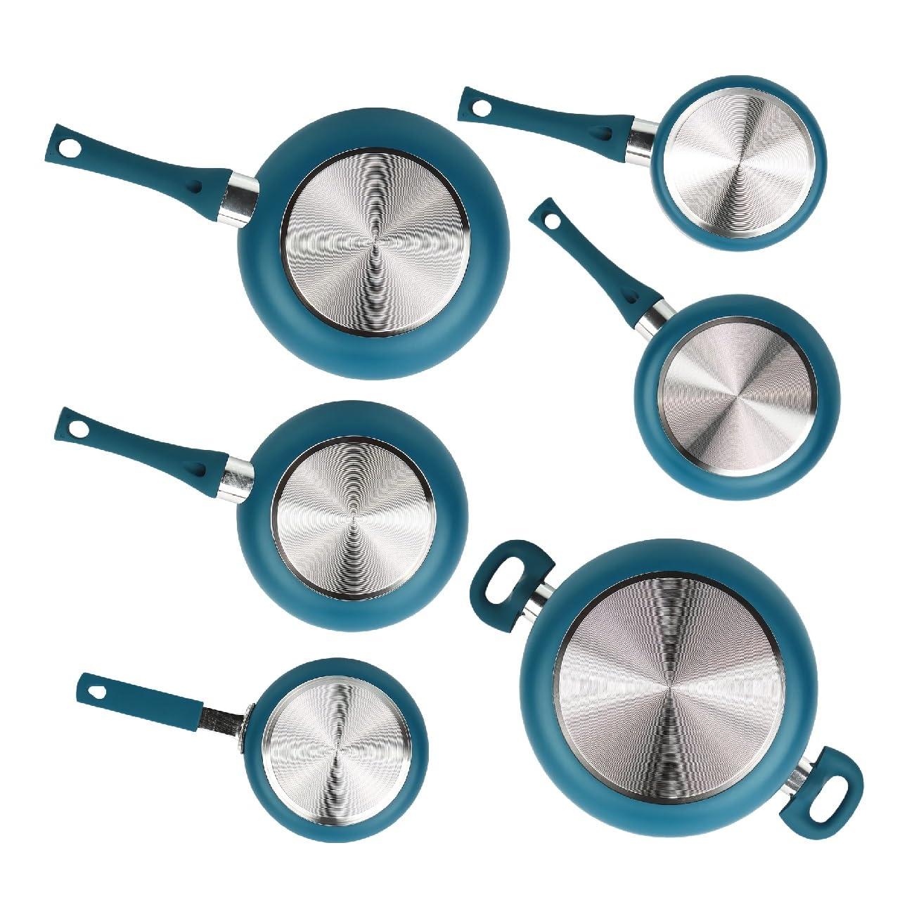 Mainstays 12 Piece Ceramic Nonstick Aluminum Pots and Pans Cookware Set, Blue