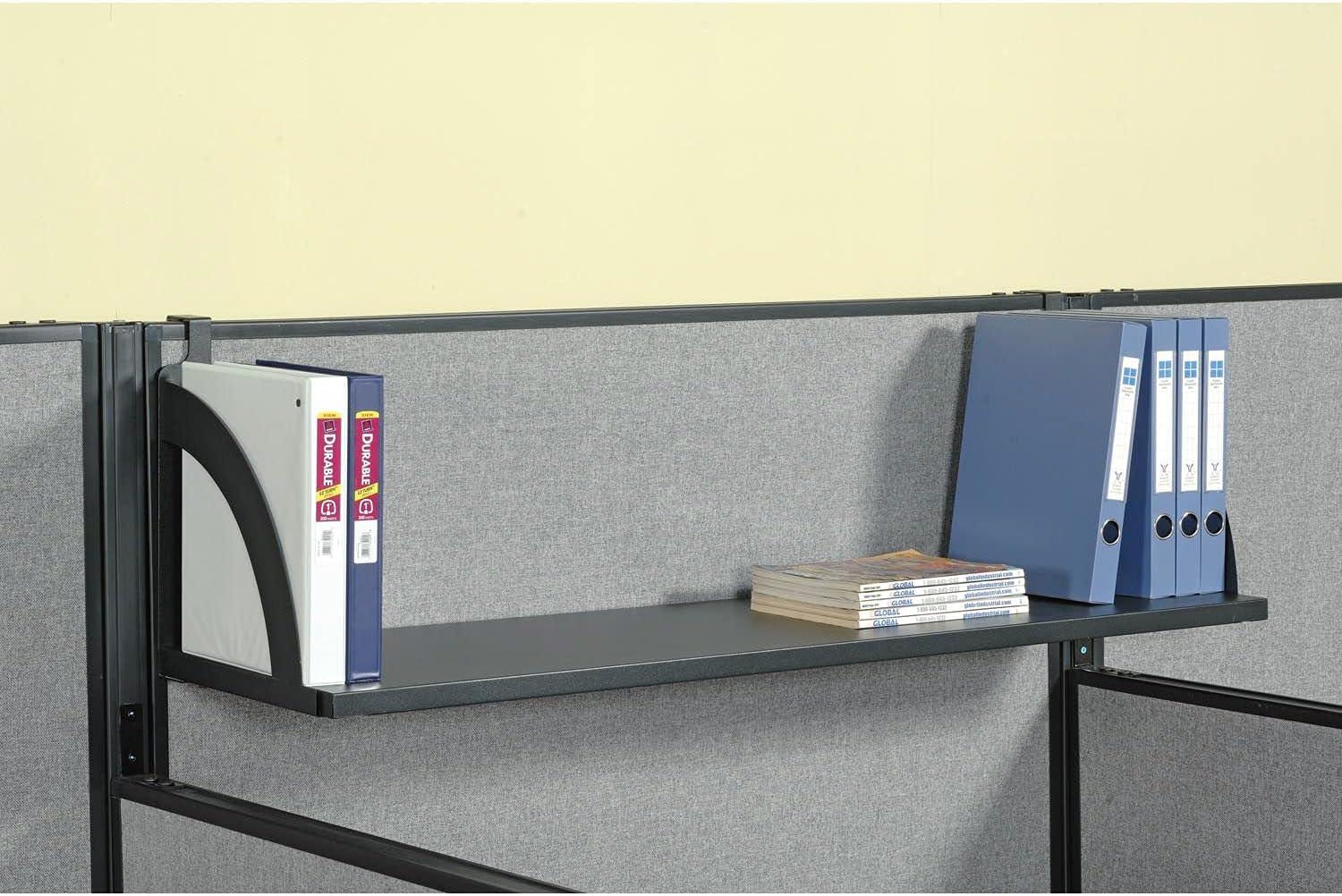 36"W Hanging Shelf, Black, For 1-3/4" Partition/Cubicle Panels