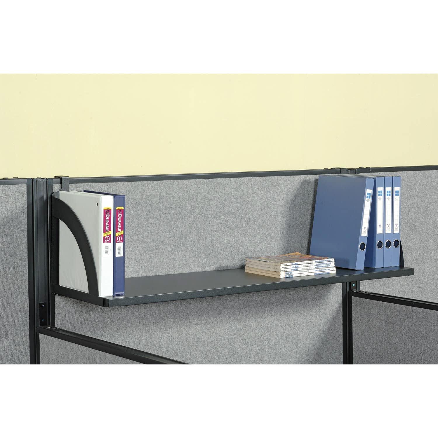 36"W Hanging Shelf, Black, For 1-3/4" Partition/Cubicle Panels