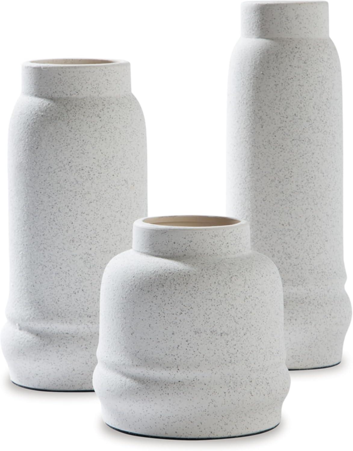 Jayden Textured White Ceramic Table Vase Trio