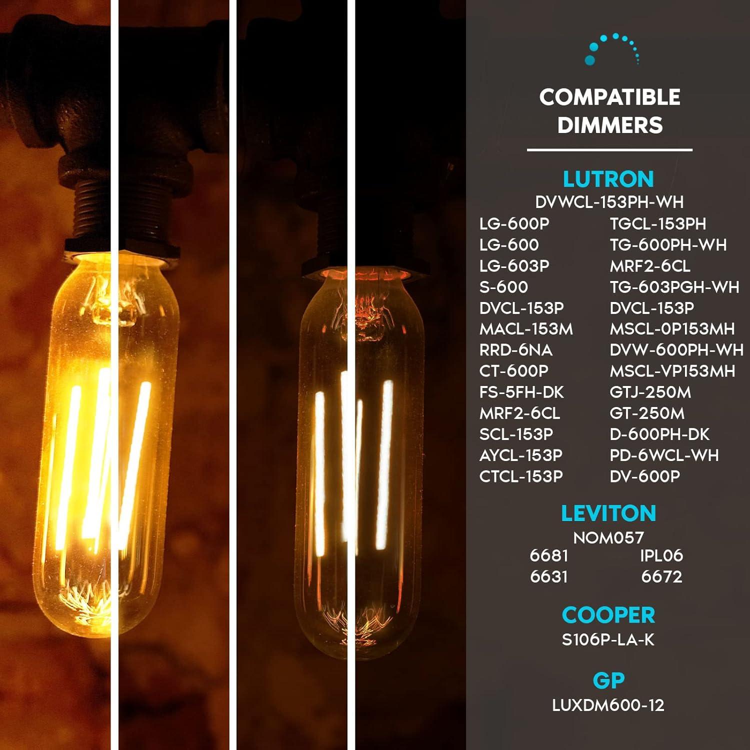 Luxrite Vintage T9 LED Tube Light Bulbs 60W Equivalent, 2700K Warm White, 550 Lumens, Dimmable, 5W, E26 Base (4 Pack)