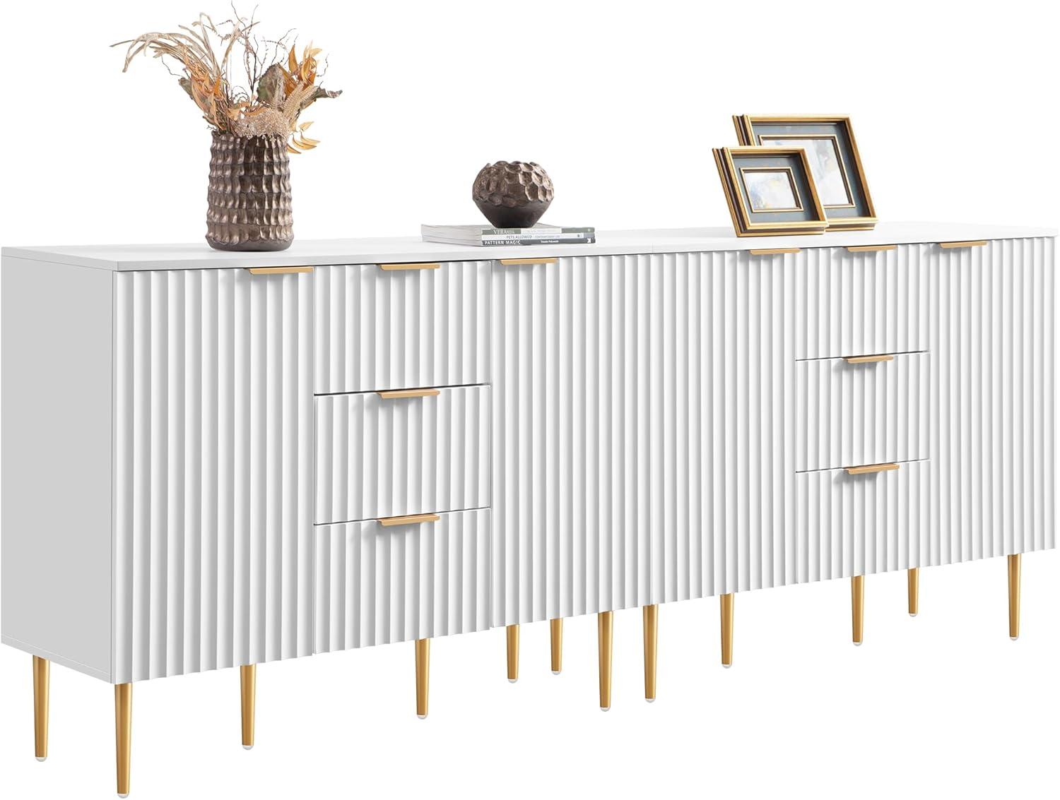 SICOTAS Sideboard Buffet Cabinet with 3 Drawers and 2 Doors, 2 Adjustable Shelves
