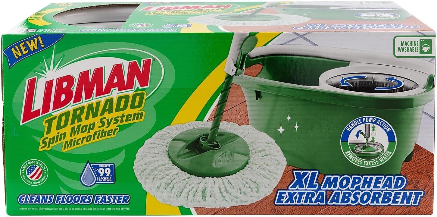 JepoIA All-In- One Microfiber Spin Mop and Bucket Floor Cleaning System, 2 Gallons, Green & White