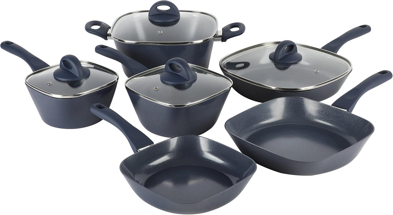 Soho Lounge Blue 10-Piece Nonstick Aluminum Cookware Set