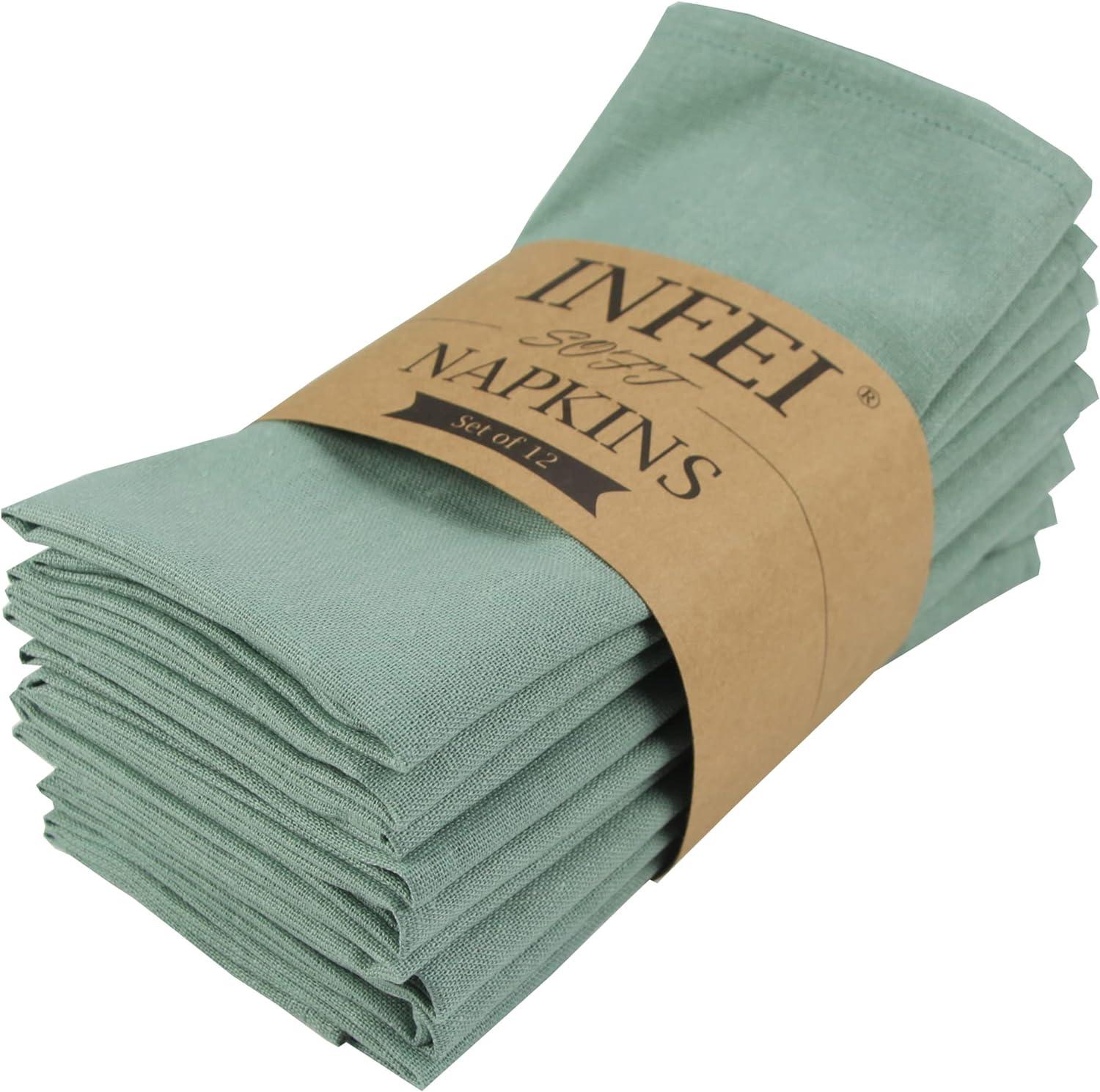 of 12 PCS 40x40cm Cotton Linen Blended Cloth Napkins Placemats Soft Dining Table Tea Towels For  & Events Use