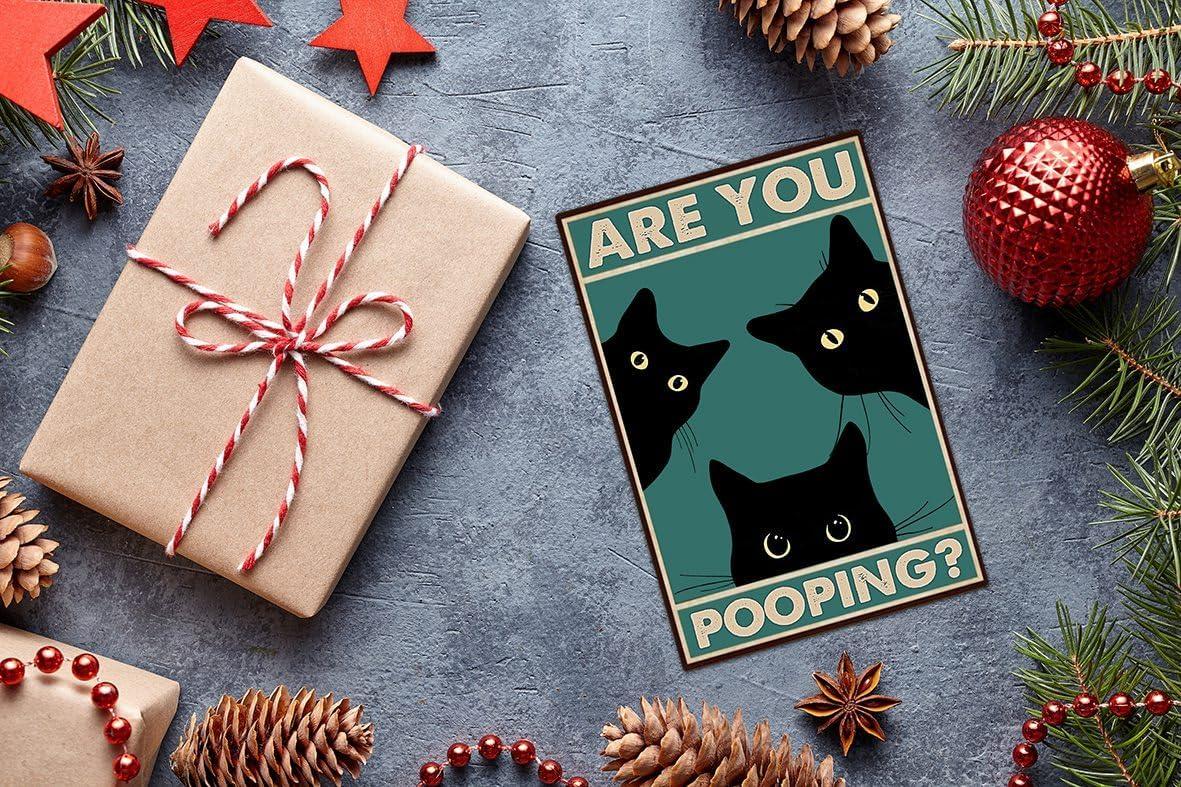 Black Cat Are You Pooping Funny Tin Signs Bathroom Wall Decor 8 x 12 Inch (918)