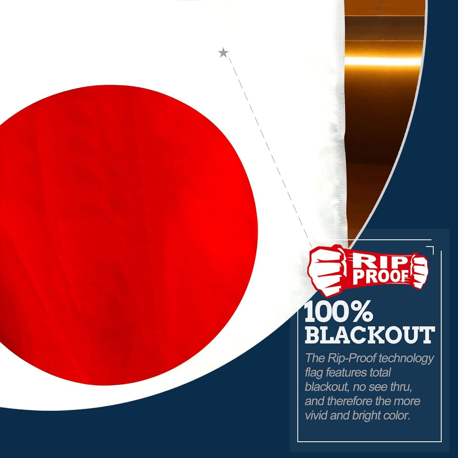 Anley Rip-Proof Double Sided 3-Ply Japan Flag 3x5 Ft - Japanese National Flags