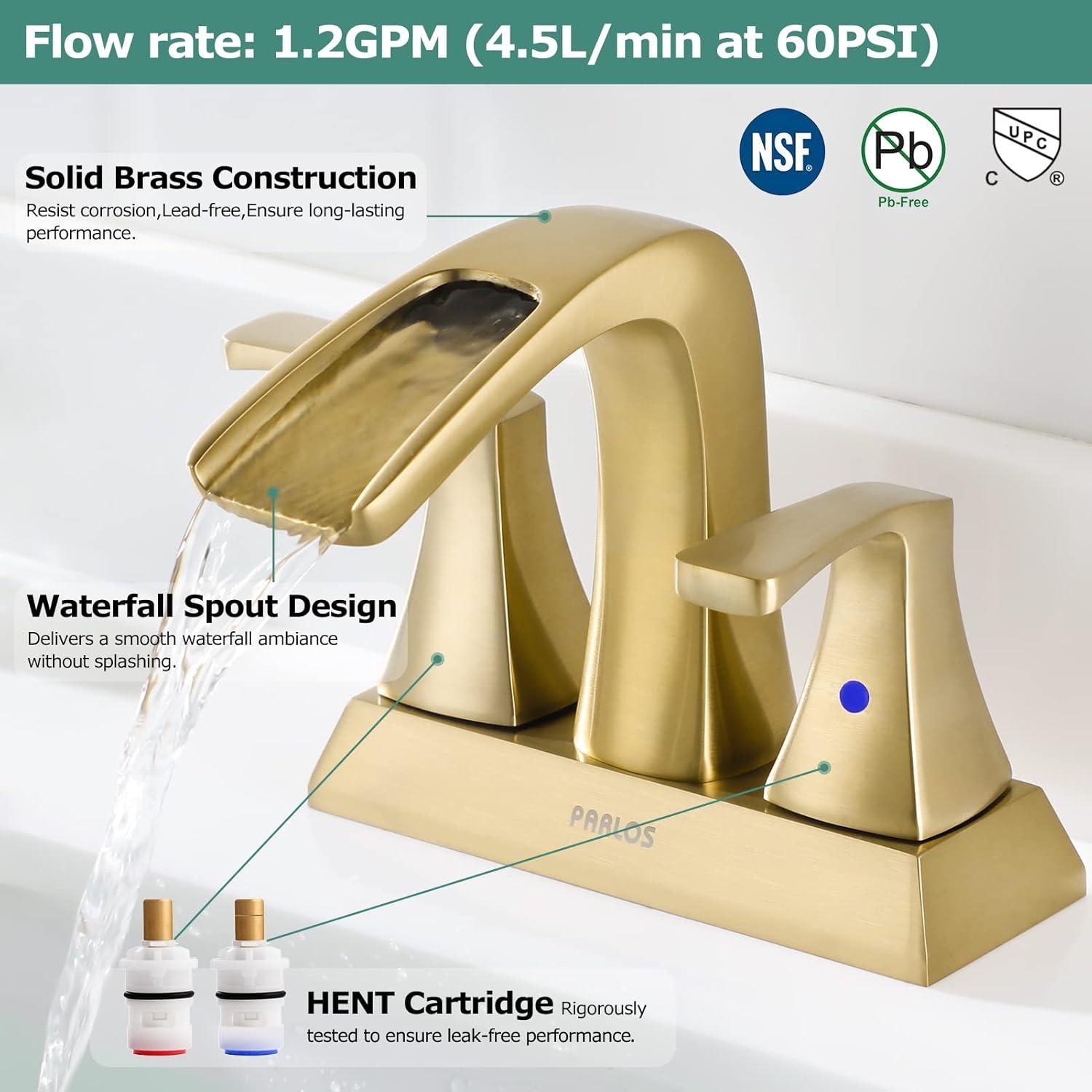 Doris Waterfall Centerset 2-handle Bathroom Faucet with Drain Assembly