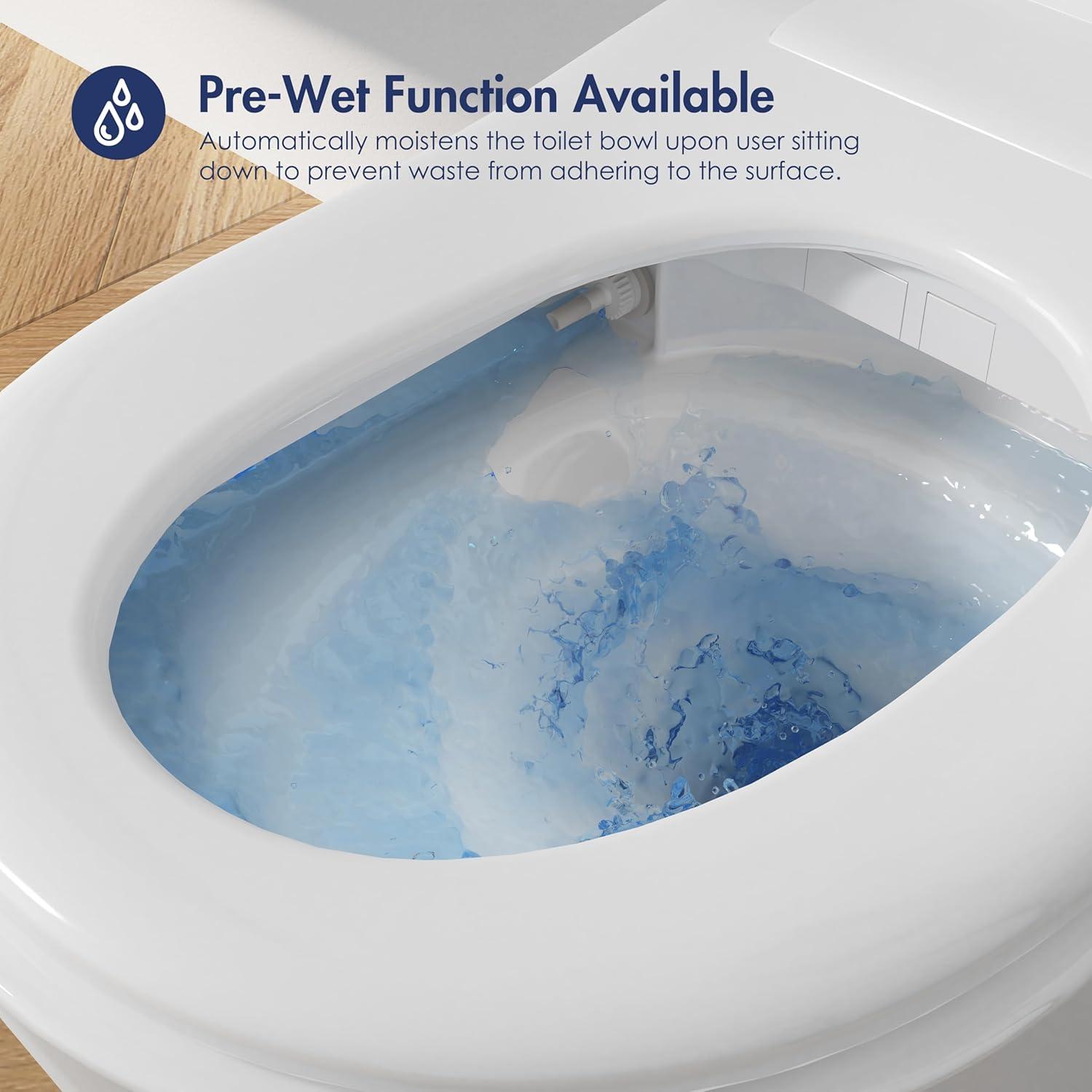 Smart Bidet Toilet with Heated Seat/Auto-flush/Air Dryer/LED-light, One Piece Bidet-Toilet with Remote Control/Auto Open&Close Lid