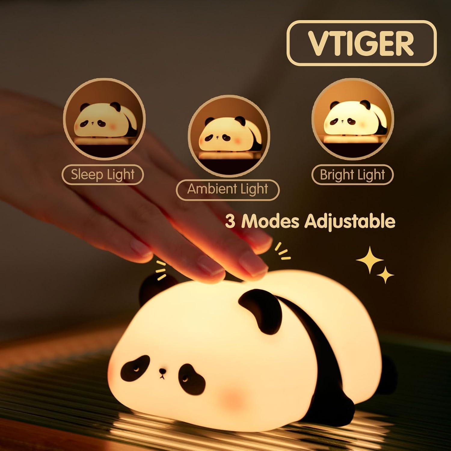 Cute Rechargeable Silicone Panda Night Light for Kids