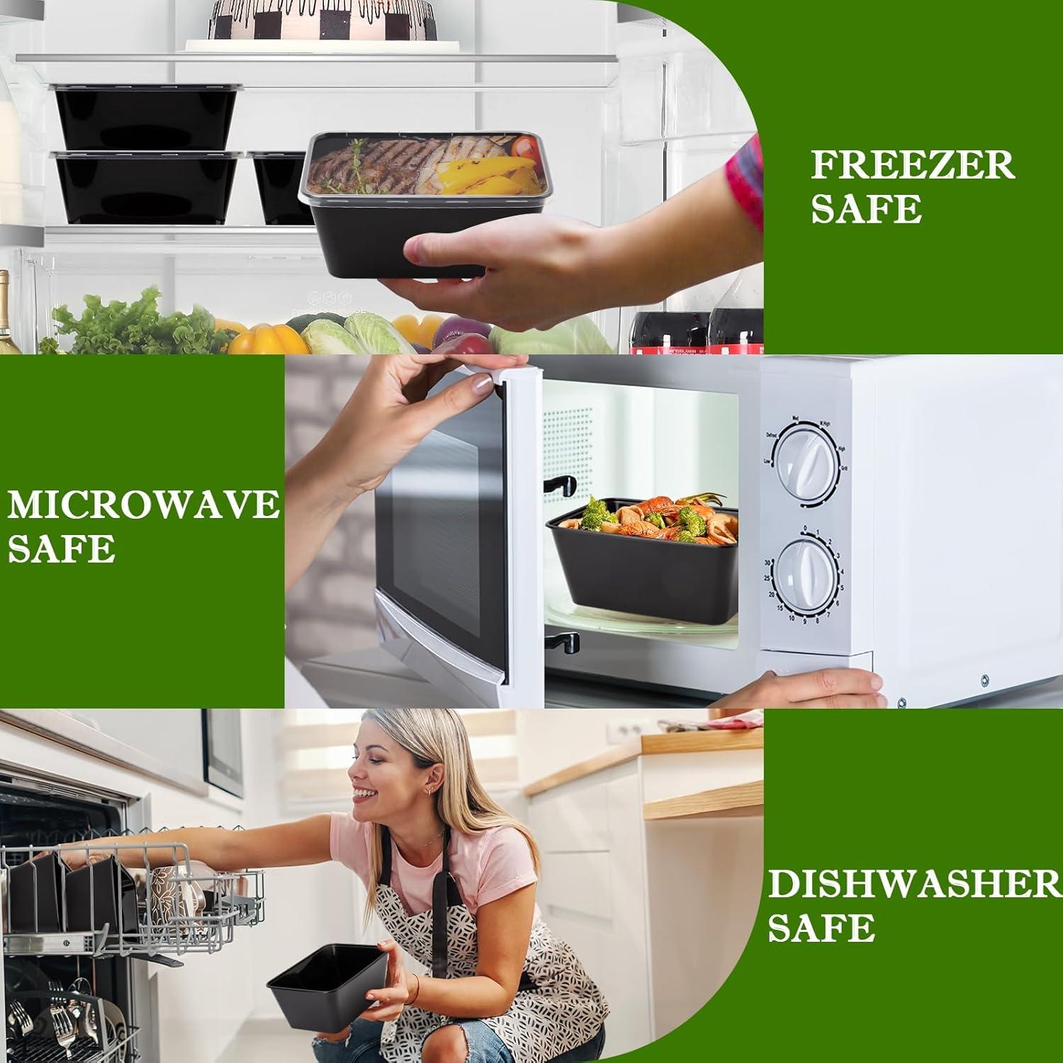 Meal Prep Containers 50Pack - 34oz Food Storage Containers with Lids, Reusable Food Prep Containers, Disposable To Go food Containers for Takeout, BPA Free, Stackable, 1000ml, Microwave/Freezer Safe