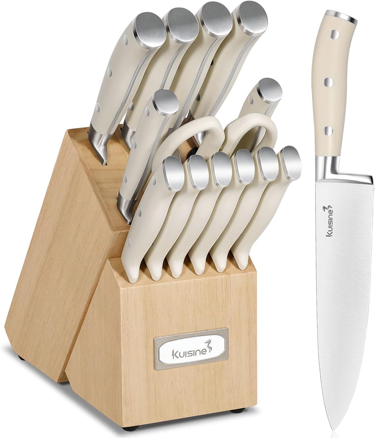 kuisine Kuisine 15-Piece Kitchen Knife Block Set Premium Stainless Steel