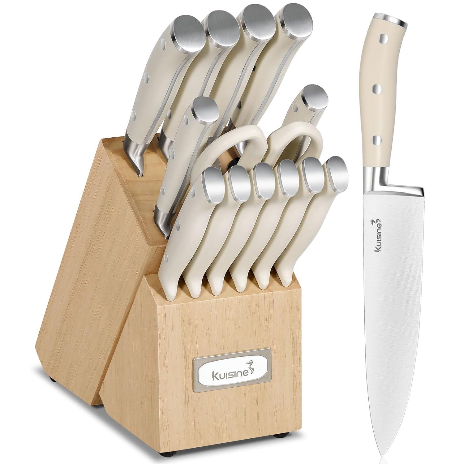 kuisine Kuisine 15-Piece Kitchen Knife Block Set Premium Stainless Steel