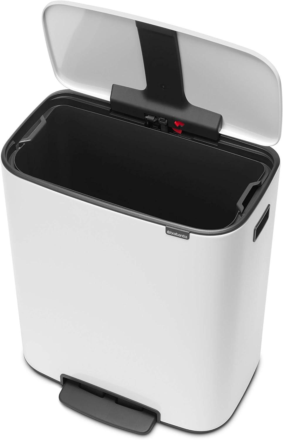 Brabantia Bo Step On Trash Can, White, 16 Gallon