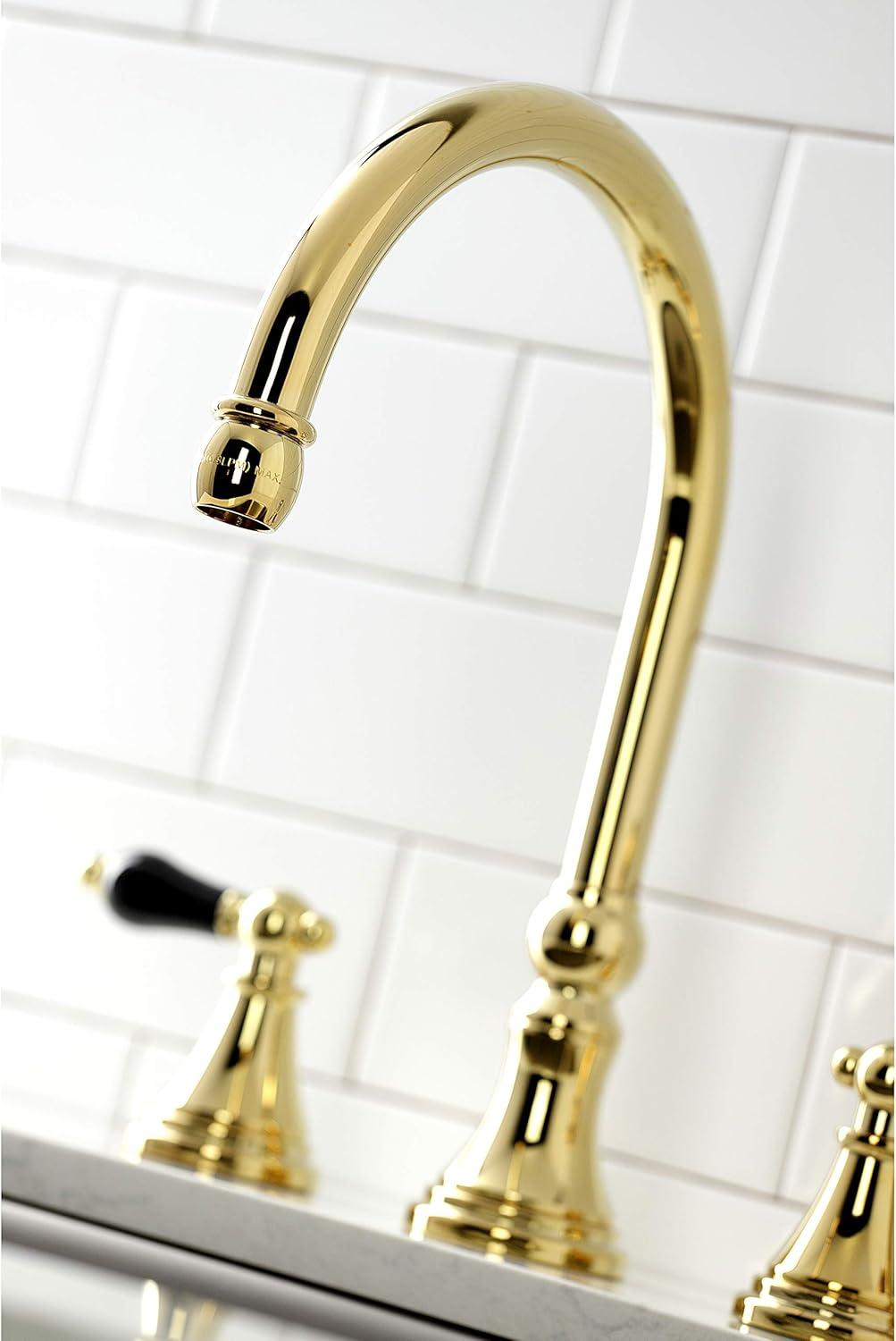 Duchess Polished Brass Widespread Kitchen Faucet with Side Sprayer