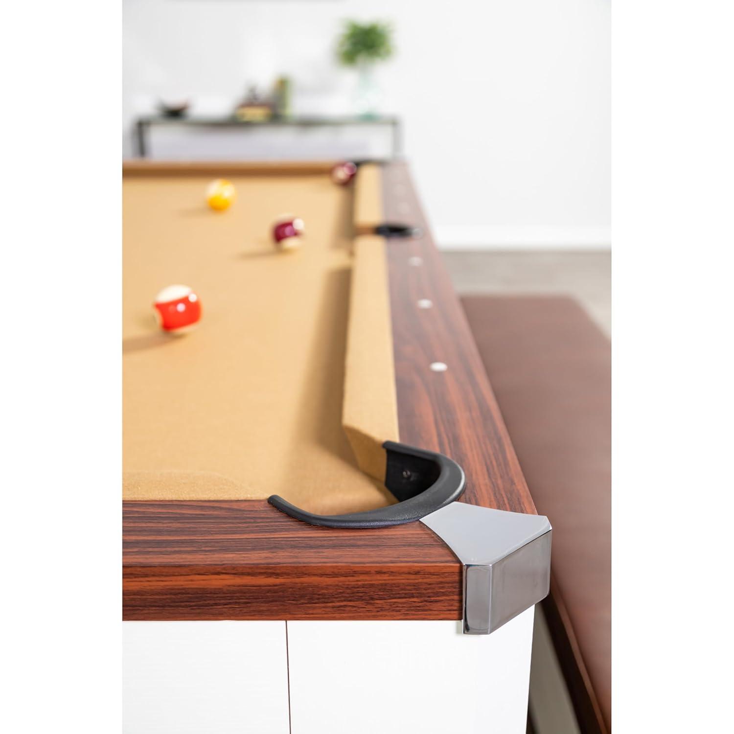 Hathaway Newport Stylish 7 Ft Multi Game Pool Table Combo with Dining Top and Ping Pong – Includes Benches for Home Storage and Accessories