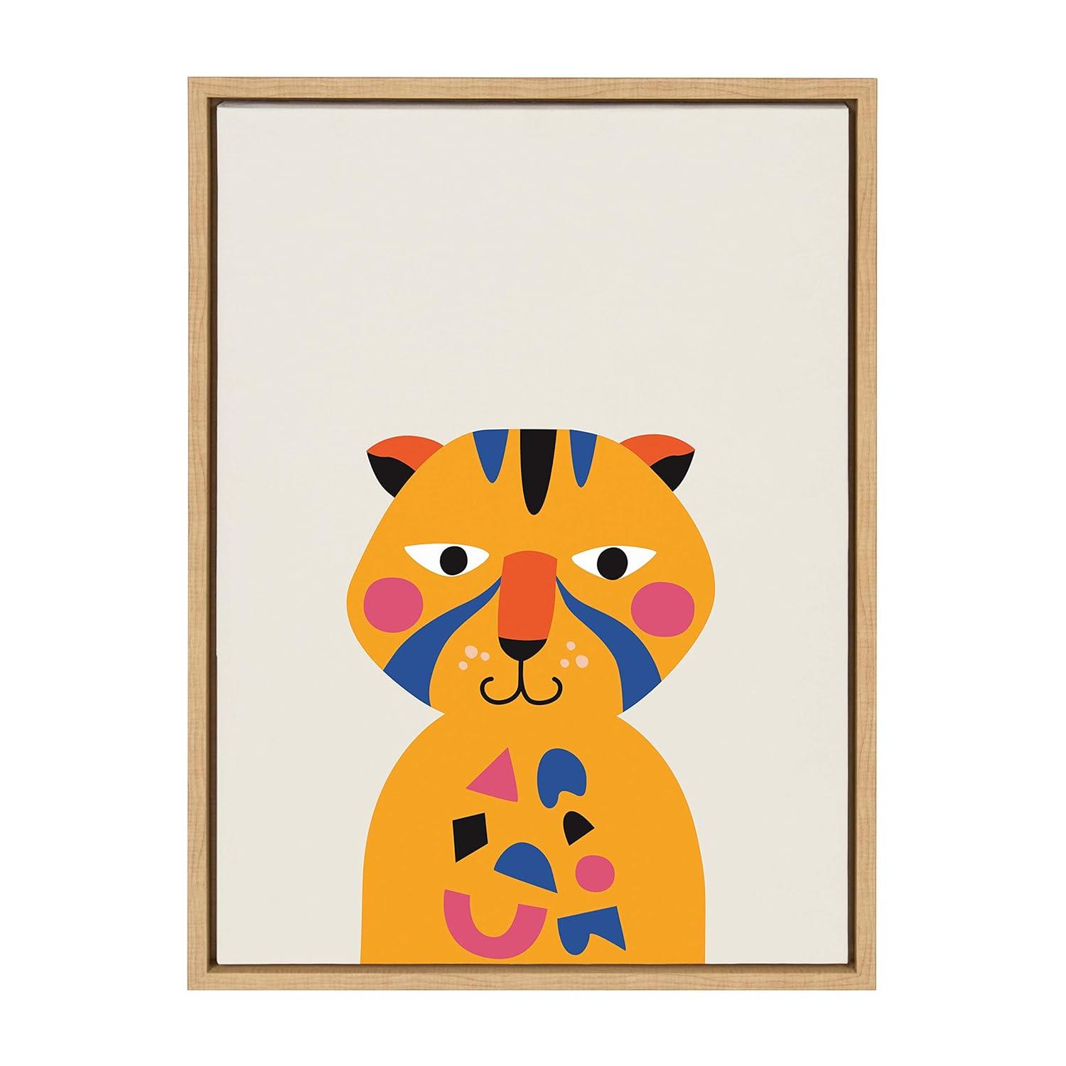 18"x24" Sylvie Mid Century Modern Baby Tiger by Rachel Lee - Kate and Laurel: Nursery Decor, Animal Theme