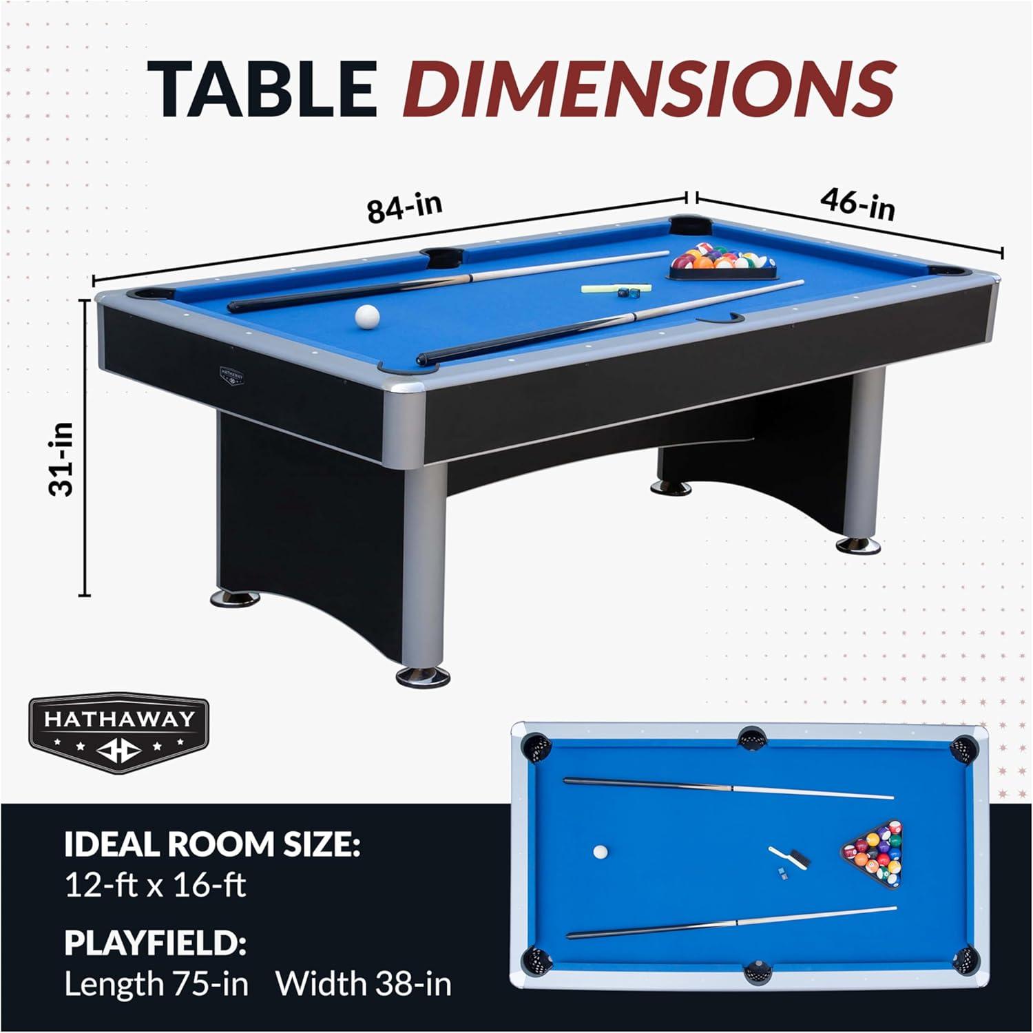 Hathaway Games Hathaway Maverick Deluxe 7 Ft Pool Table, with Ping Pong Multi Game Combo Tables for Family Recreation Game Rooms – Includes Billiard Balls, Cues, Paddles, Brush & More