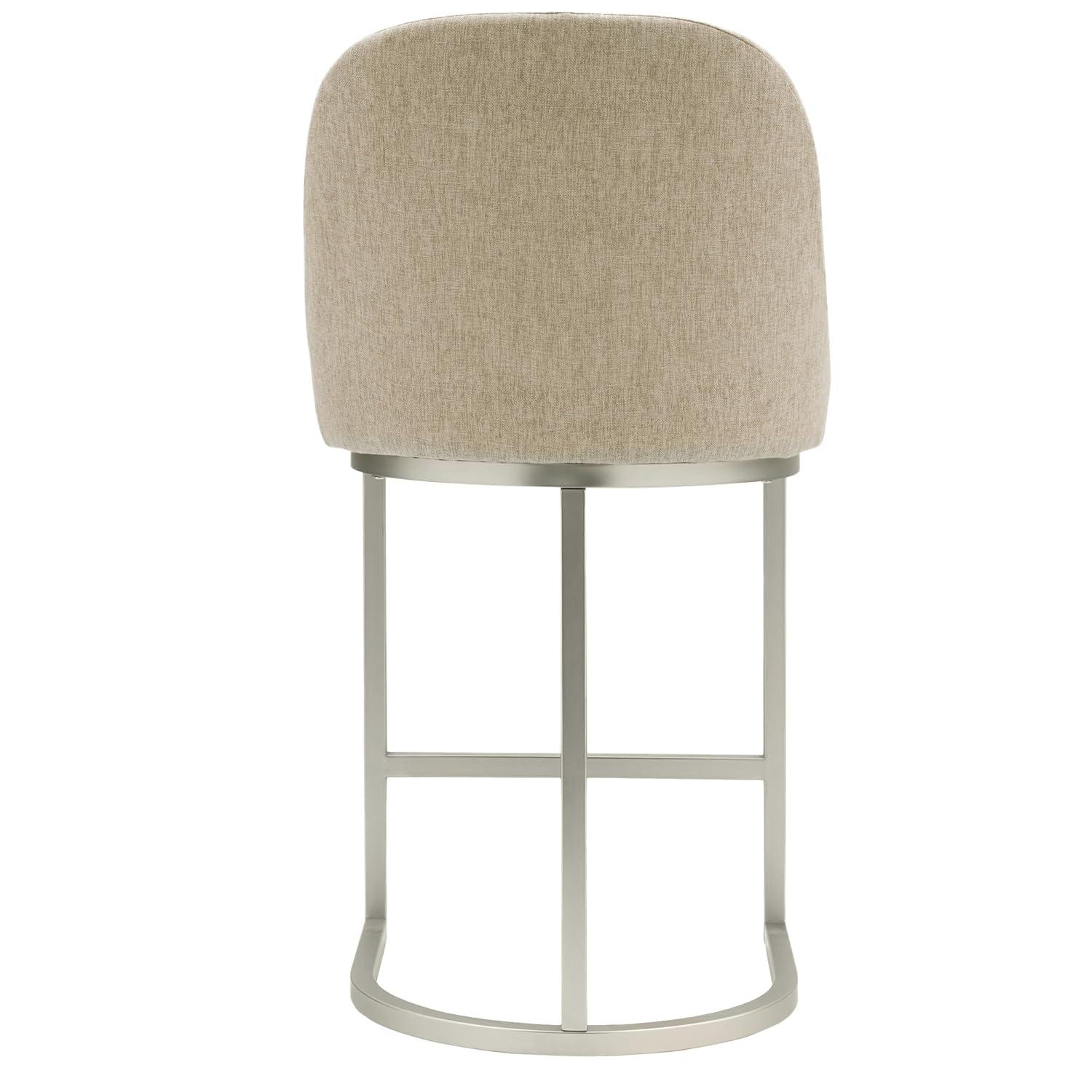 Leick Home Barrelback Counter Stool with Oatmeal Seat and Pewter Metal Base, Set of 4