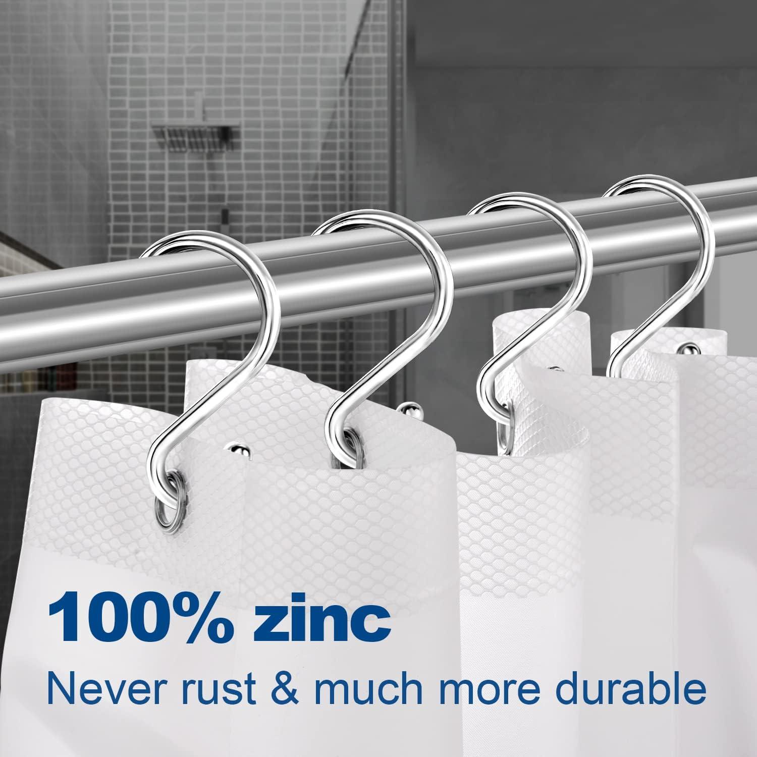 Shower Curtain Hooks Rings, Stainless Steel S Shaped Shower Hooks Rust Proof, Shower Curtain Hangers for Shower Curtain, Kitchen, Wardrobe & Garden,