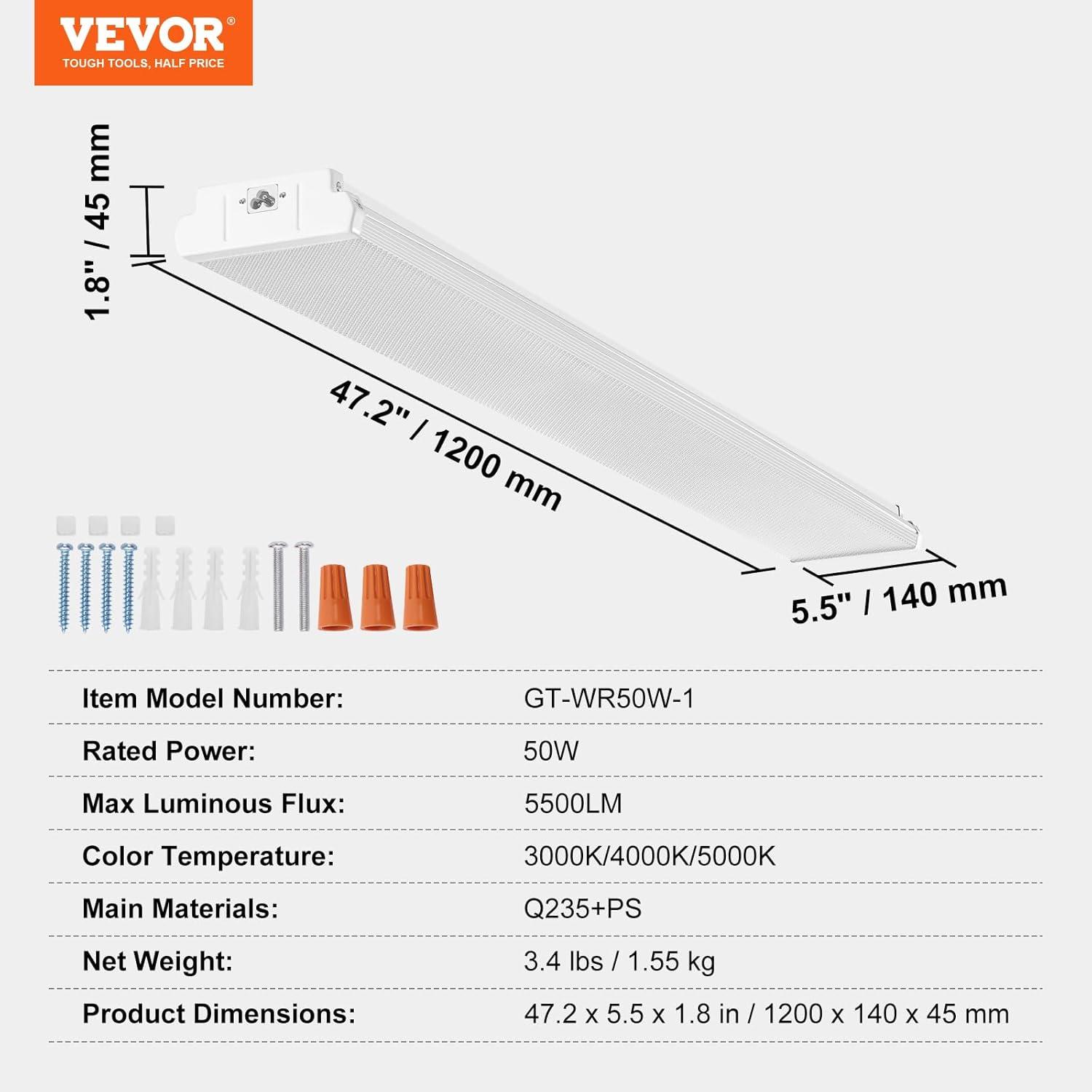 Adjustable 4ft LED Wraparound Shop Light with Carbon Steel Frame