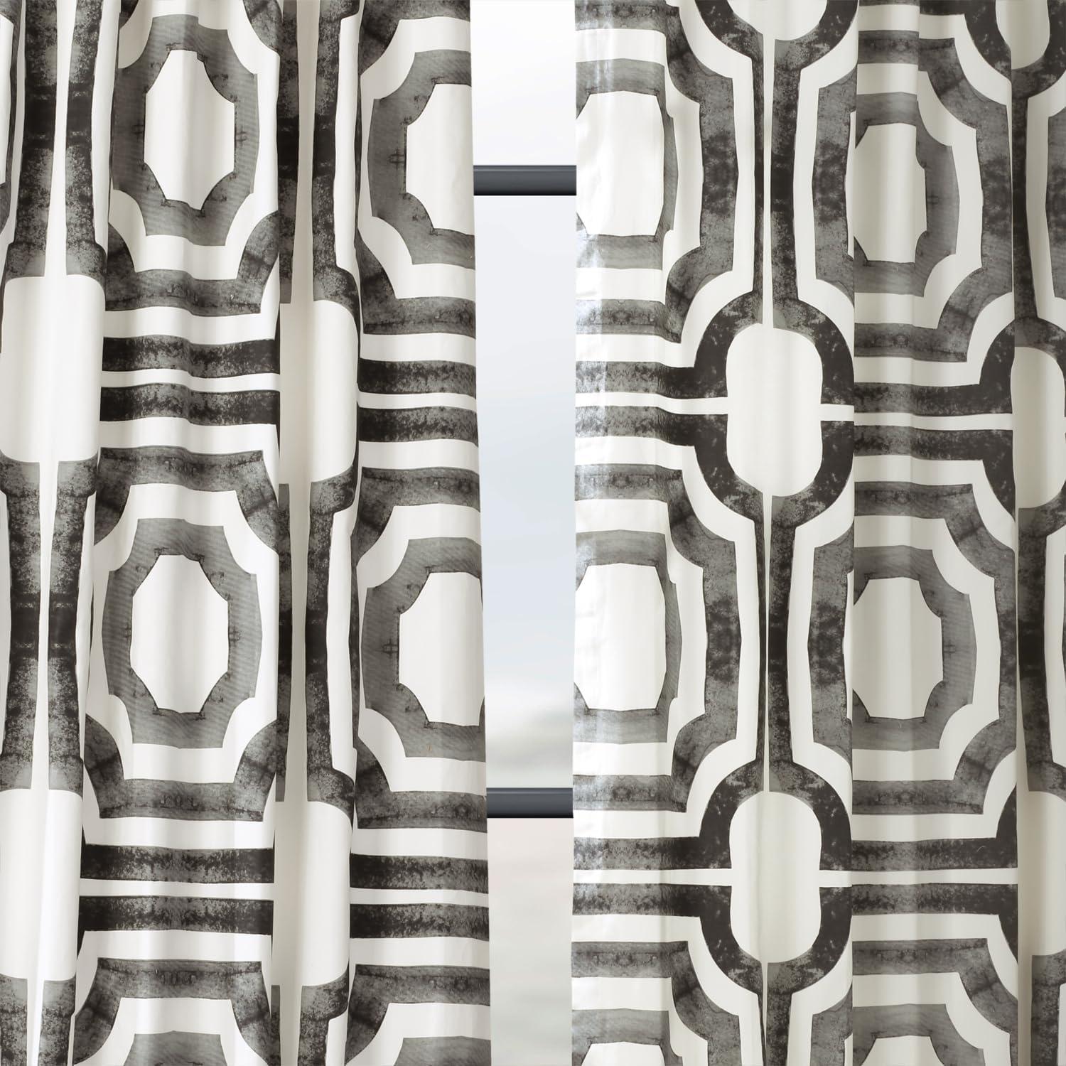 HPD Half Price Drapes Geometric Printed Curtains 108 Inches Long Luxury Cotton Curtains (1 Panel) Room Darkening Window Curtains for Bedroom & Living Room, 50W x 108L, Mecca Geometric Steel