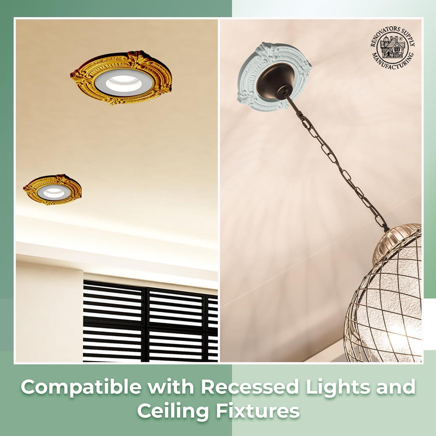 White Ceiling Medallion Urethane Recessed Trim 6" ID X 10" OD